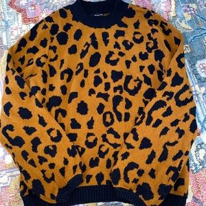Leopard Print Bubble Sleeve Sweater